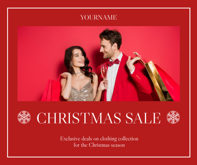 Christmas Discount on Fashion Clothes Facebookデザインテンプレート