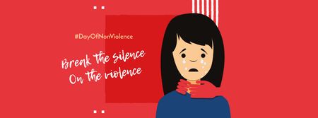 Non Violence Day Announcement with Crying Woman Facebook cover Modelo de Design