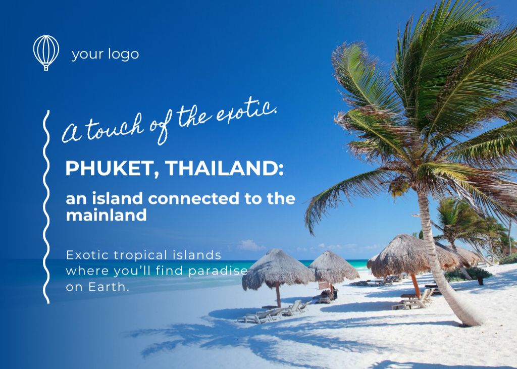 Summer Tropical Islands Vacation Destination Offer Postcard 5x7in Design Template