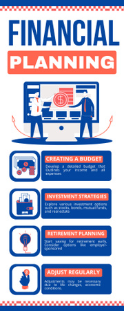 財務計画の手順とヒント Infographicデザインテンプレート