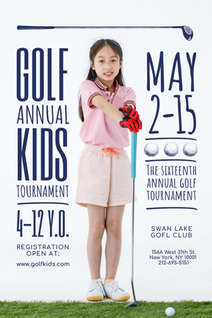 Kids Golf Tournament Announcement Invitation 6x9in Design Template