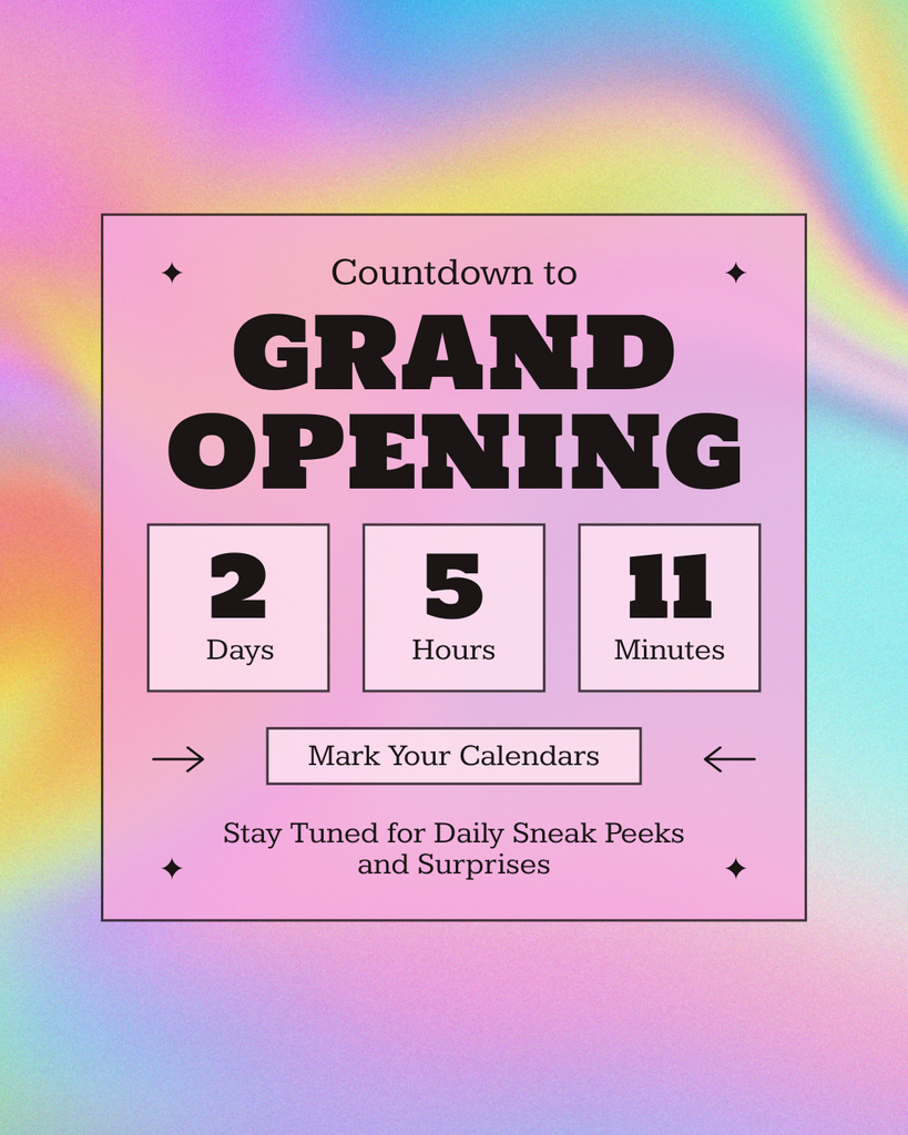 Plantilla de diseño de Colorful Countdown To Grand Opening Ceremony Instagram Post Vertical 