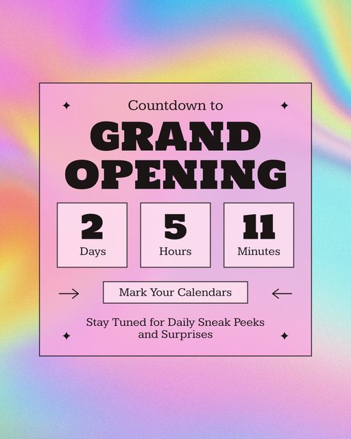 Plantilla de diseño de Colorful Countdown To Grand Opening Ceremony Instagram Post Vertical 