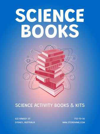 Template di design Offerta vendita di libri scientifici in blu Poster US