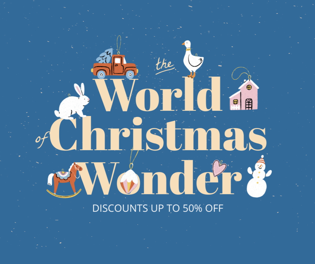 Discounts Promo on Christmas Holiday Facebookデザインテンプレート