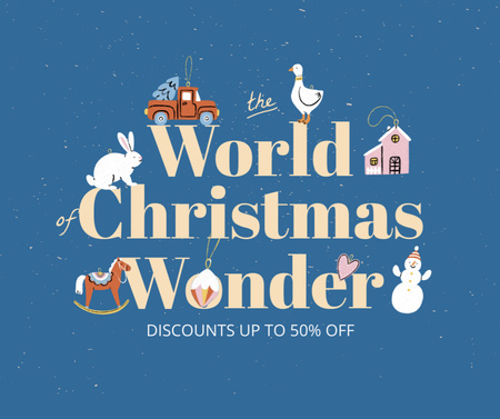 Discounts Promo on Christmas Holiday Facebook Design Template
