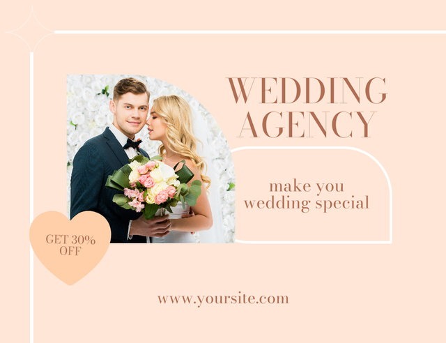 Szablon projektu Discount on Services of Wedding Planning Agency Thank You Card 5.5x4in Horizontal