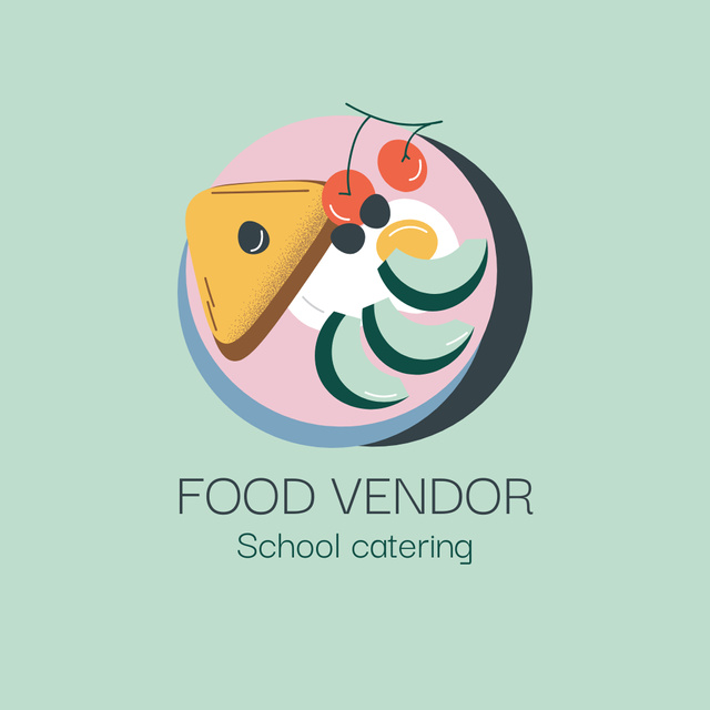 School Food Ad with Healthy Dish Animated Logo Tasarım Şablonu