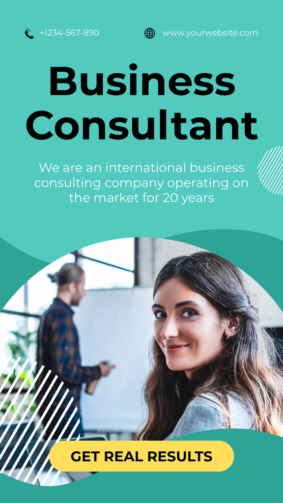 Services of Business Consulting with Woman in Office Instagram Story Design Template