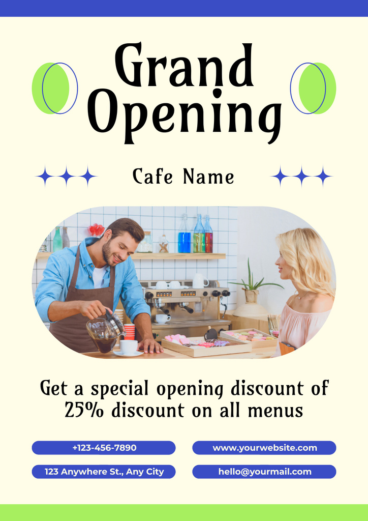 Grand Opening of Family Cafe Poster Design Template