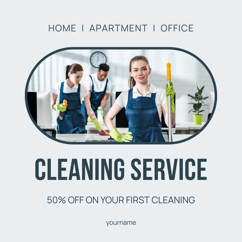 Home Cleaning Services At Reduced Price Offer Instagram AD Design Template