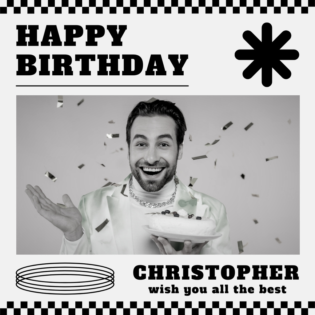 Happy Birthday to Happy Young Man LinkedIn post Design Template