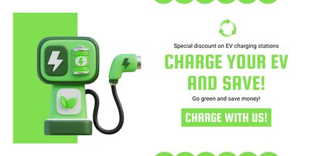 Promo of Charging Station for Electric Vehicles Twitter Design Template