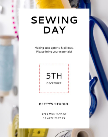 Sewing day event with needlework tools Poster 22x28in Design Template