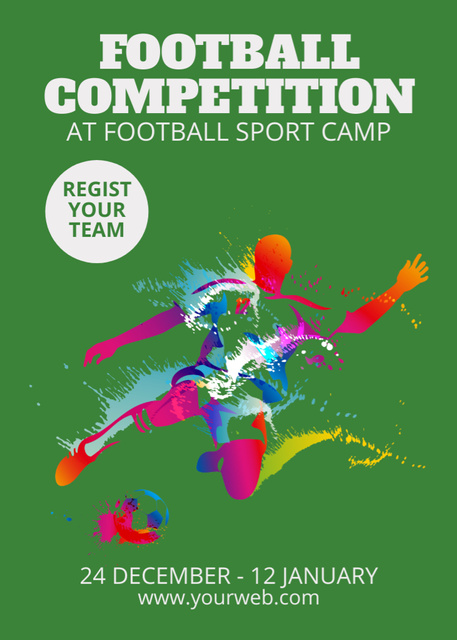 Plantilla de diseño de Football Competition Announcement on Green Flayer 