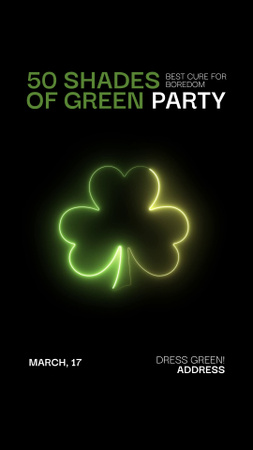 Designvorlage St. Patrick's Day Party mit Kleeblatt und Kleiderordnung für TikTok Video
