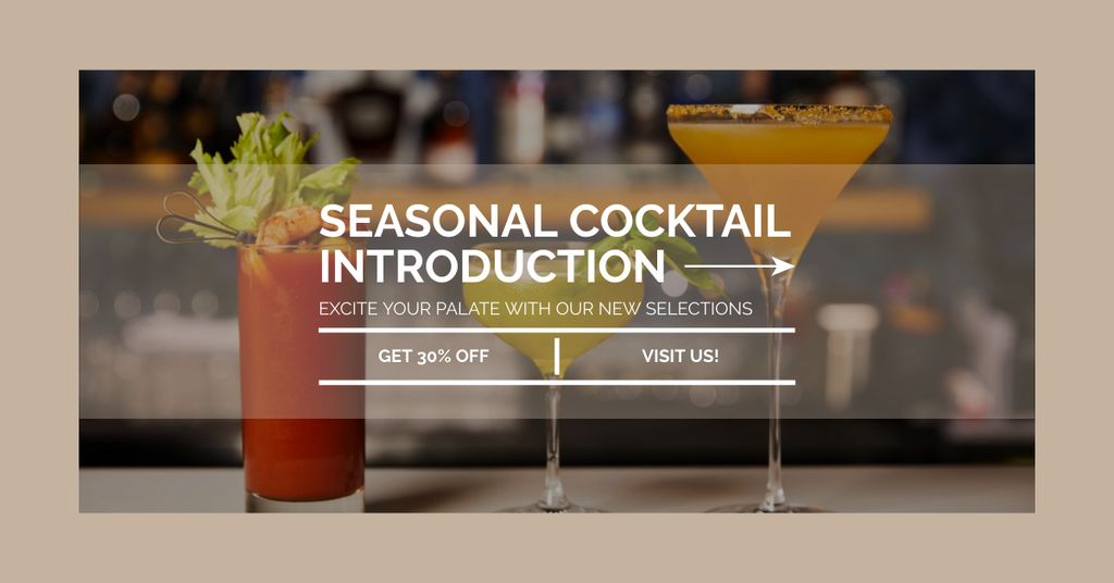 Discount on New Selection of Seasonal Cocktails Facebook AD Šablona návrhu