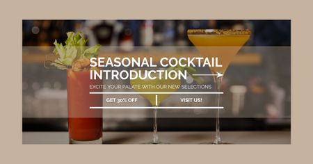 Template di design Sconto sulla nuova selezione di cocktail stagionali Facebook AD