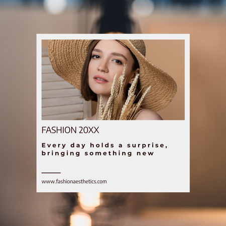 Fashion Style Aesthetics with Young Woman Instagram Design Template