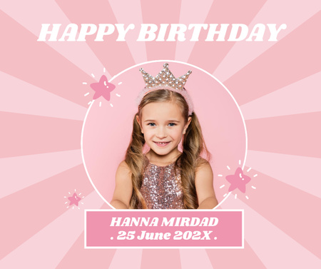 Happy Birthday to Cute Princess Facebook Design Template