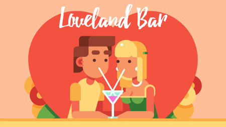 Ontwerpsjabloon van Full HD video van romantisch koppel met cocktail op valentijnsdag
