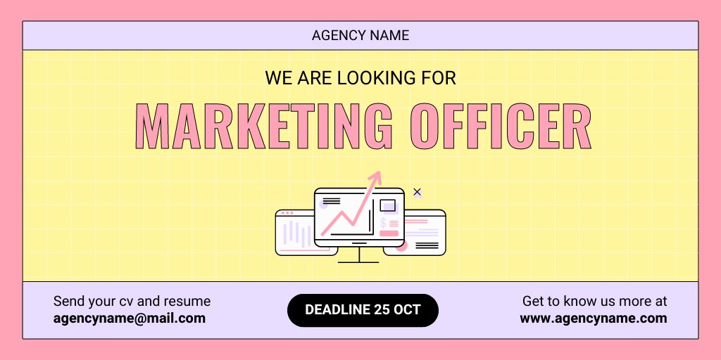 Promotion of Vacancy of Marketing Officer Twitter Design Template
