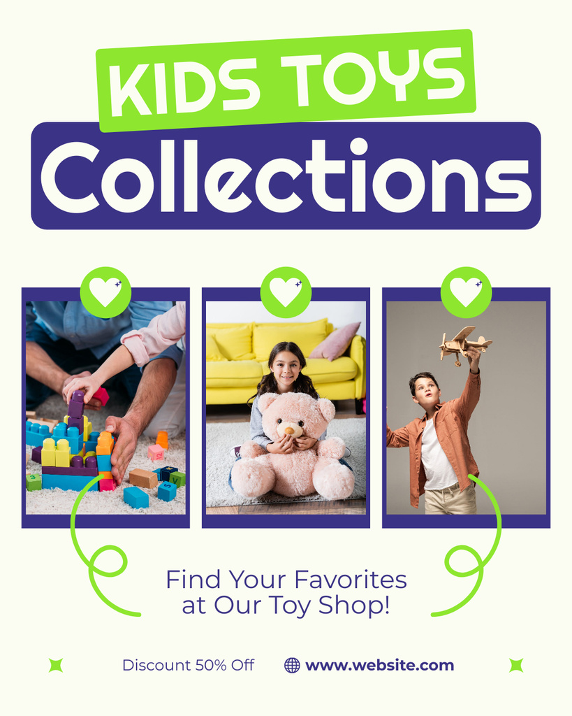 Sale of Children's Collection of Favorite Toys Instagram Post Vertical Πρότυπο σχεδίασης