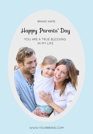 Family with Daughter on Parents' Day Poster 28x40in Design Template