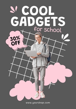 Attractive Back to School Offer on Grey Poster 28x40inデザインテンプレート