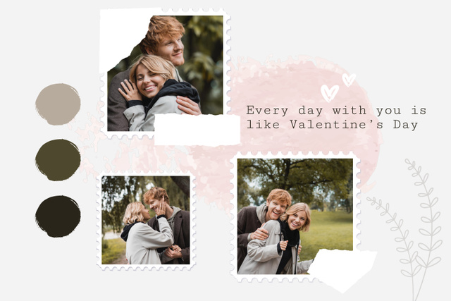 Romantic Beautiful Couple for Valentine's Day Mood Board Design Template