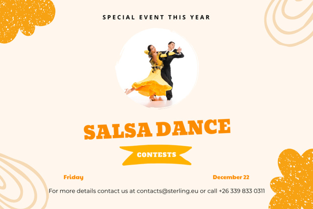 Enthusiastic Salsa Dance Contest Announcement Flyer 4x6in Horizontalデザインテンプレート