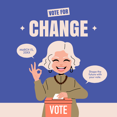 Illustration of Woman Voter in Election Instagram AD Design Template