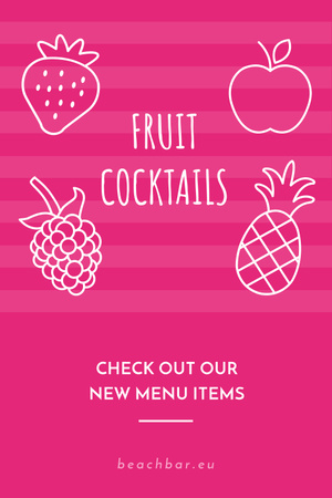 Designvorlage Fruit Cocktails Offer in Pink für Pinterest