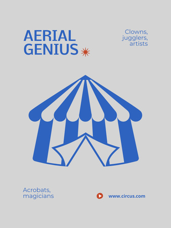 Anúncio de espetáculo de circo com ilustração de tenda Poster US Modelo de Design