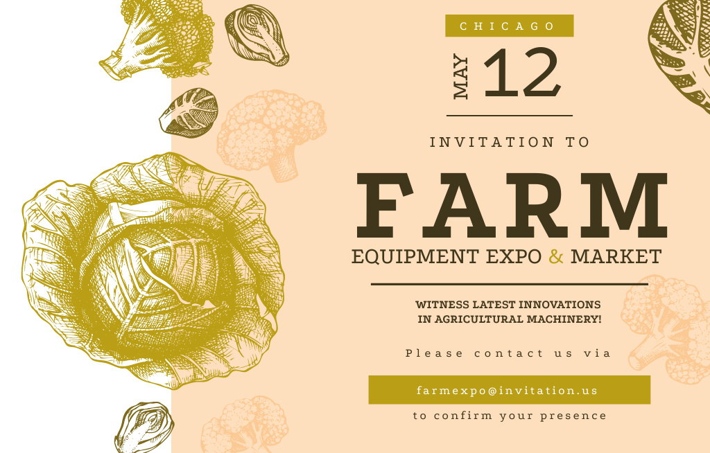 Healthy Green Cabbage for Farming Expo Invitation 4.6x7.2in Horizontal Design Template