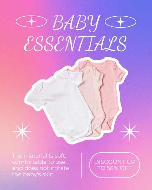 Designvorlage Discount on Bodysuits Essentials for Baby für Instagram Post Vertical