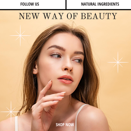 Ontwerpsjabloon van Instagram AD van Beauty Ad with Attractive Young Girl