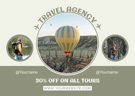 All Hiking Tours Sale by Travel Agency Card Design Template