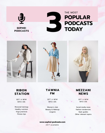 Popular podcasts with Young Women Poster 22x28in Design Template