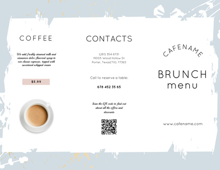 Coffee Description With Brunch Food List Menu 11x8.5in Tri-Fold Design Template