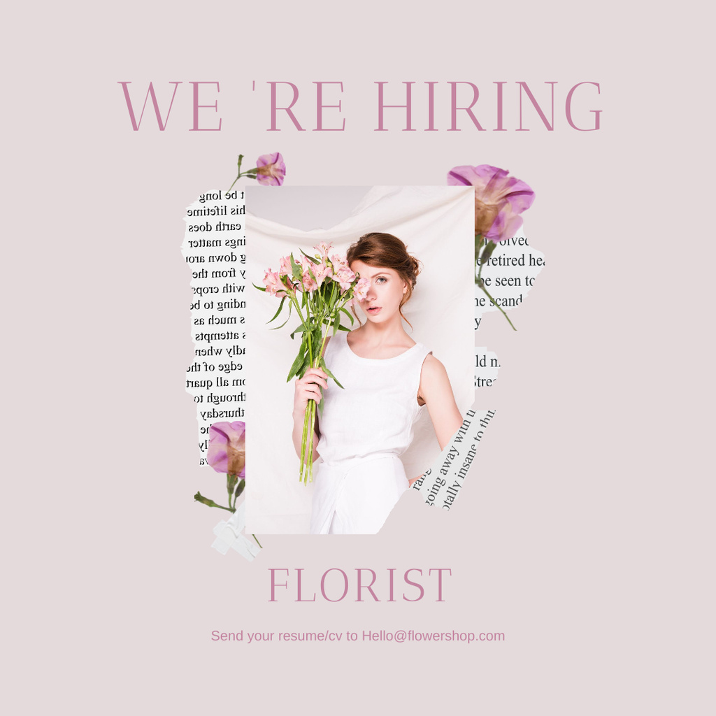 Florist Hiring Ad Pink Instagram Πρότυπο σχεδίασης