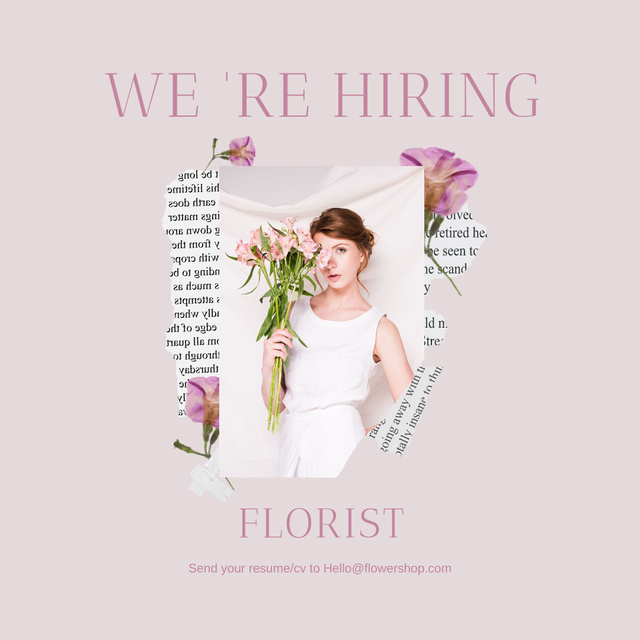 Designvorlage Florist Hiring Ad Pink für Instagram