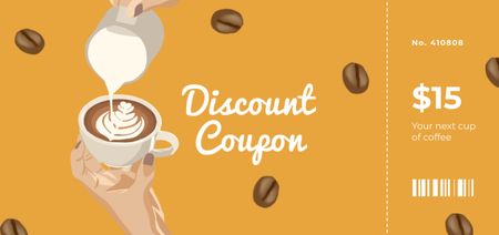 Voucher for Cup of Coffee on Yellow Coupon Din Large Design Template