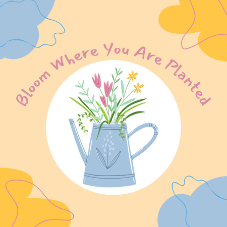 Ontwerpsjabloon van Instagram van Motivational Phrase with Flowers