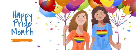 Pride Month with Two Girls holding Hands Facebook cover Design Template