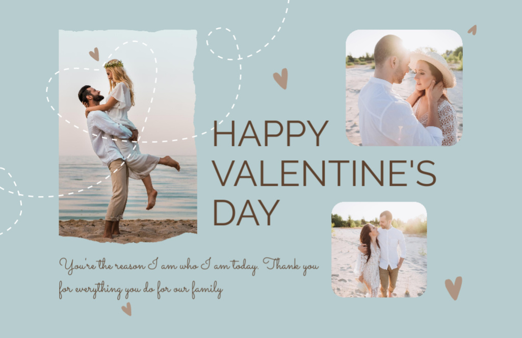 Wonderful Collage with Couple in Love for Valentine's Day Thank You Card 5.5x8.5in – шаблон для дизайна