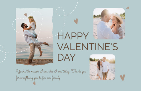 Wonderful Collage with Couple in Love for Valentine's Day Thank You Card 5.5x8.5in Design Template