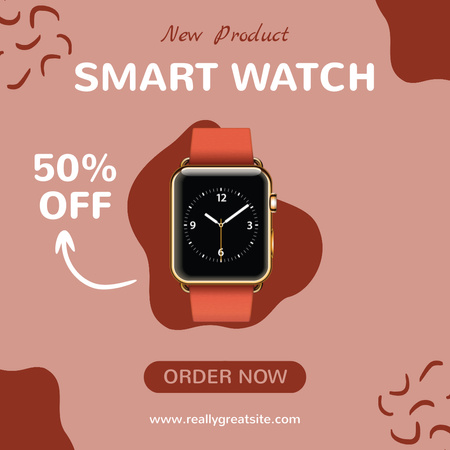 Smart Watch Discount Red Instagram Design Template