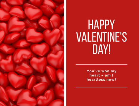 Happy Valentine's Day Greeting with Hearts Postcard 4.2x5.5in – шаблон для дизайну