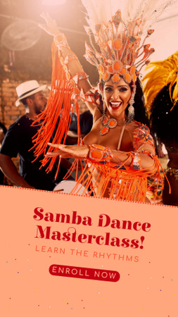 Samba Dance mesterkurzus és karneváli bejelentés Instagram Video Story tervezősablon